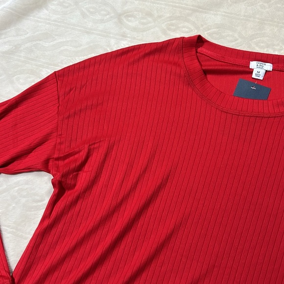 Crown & Ivy Long Sleeve Crew Neck Ribbed T-Shirt - Picture 2 of 4